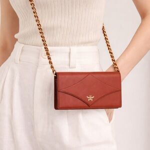 MCM Diamond Leather Wallet On Chain